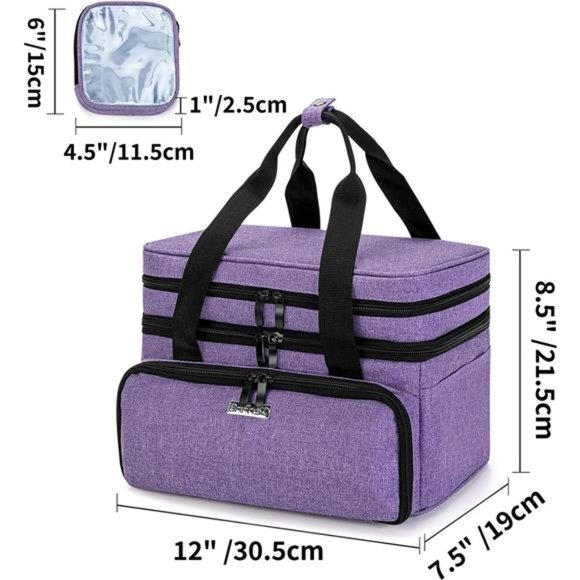 Double Layer Sewing Accessories Organizer with 2 Detachable Pouches, Purple - Picture 5 of 6